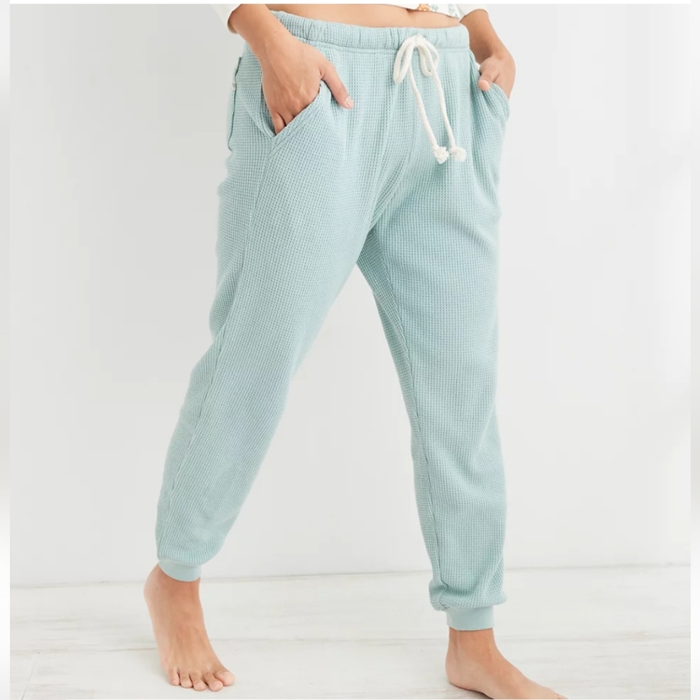 AERIE Blue Waffle Lounge Wear Joggers